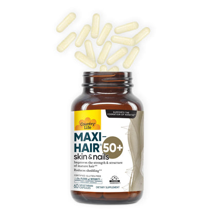 Country Life Maxi-Hair 50+ – Biotin-Based Hair, Skin and Nails Supplement for Men and Women Over 50, 60 Capsules