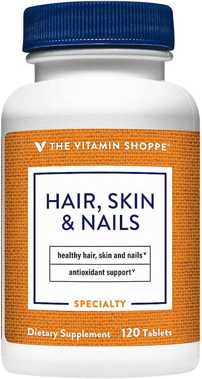 The Vitamin Shoppe Biotin 400mcg - Hair, Skin & Nail Support, 120 Tablets