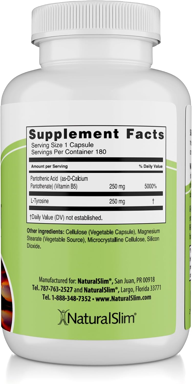 NaturalSlim Stress Defender – Cortisol Reducer & Stress Support with Vitamin B5 & L-Tyrosine (180 Vegetable Capsules) - görsel 7