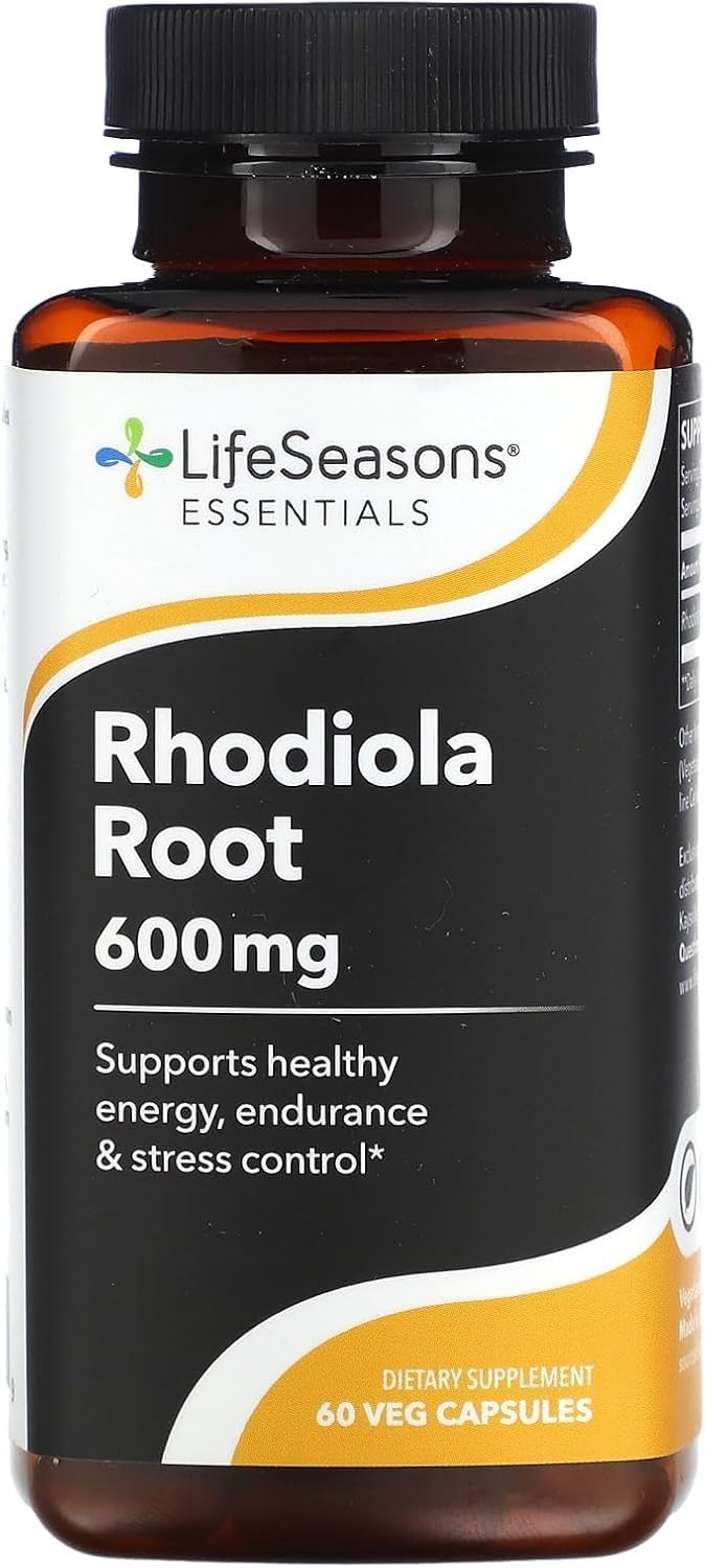 LifeSeasons Rhodiola Root 600 mg per 2 Capsules – Adaptogenic Food Supplement for Natural Energy, Mental Clarity, Mood and Stress Support – 60 Vegan Capsules - görsel 1
