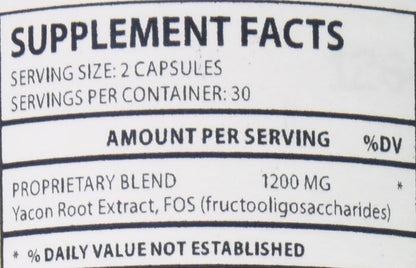 Yacon Root Extract Serving Capsules Plus Fructooligosaccharides, 1200 mg, 60 Capsules