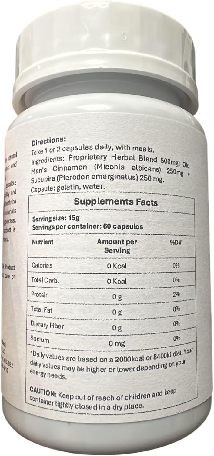 Old Man's Cinnamon with Sucupira 500 mg (60 Capsules) - Herbal Blend Supplement - görsel 4