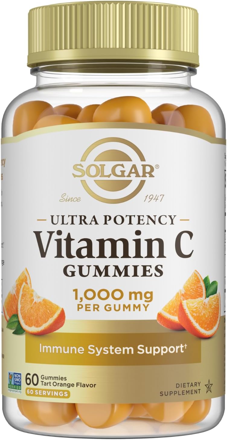Solgar Vitamin C Gummies for Adults 1,000mg Ultra Potency - Tart Orange Flavour, Vegan & Gluten-Free, 60 Servings - görsel 1