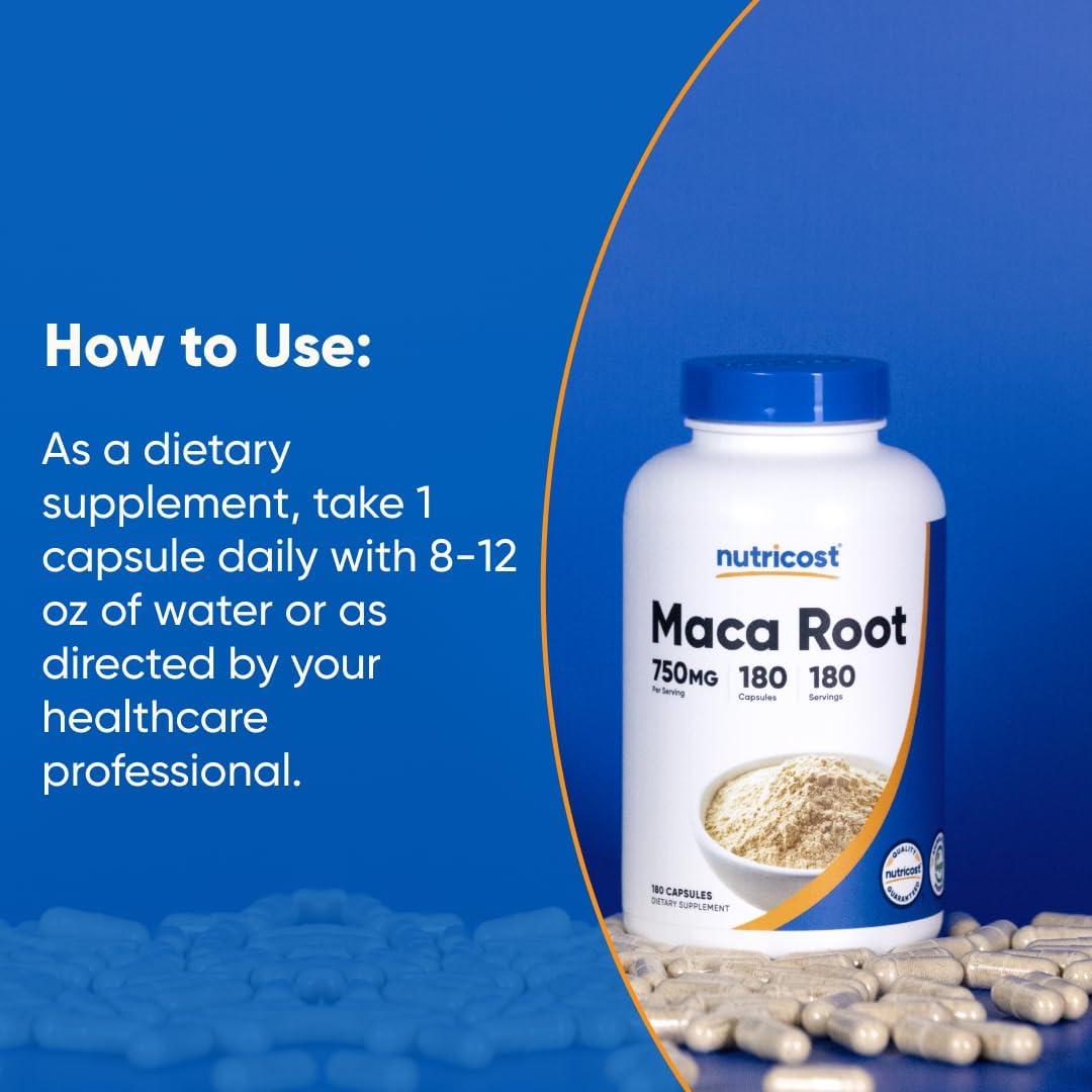Nutricost Maca Root Capsules (Lepidium meyenii) 750mg, 180 Capsules - görsel 7