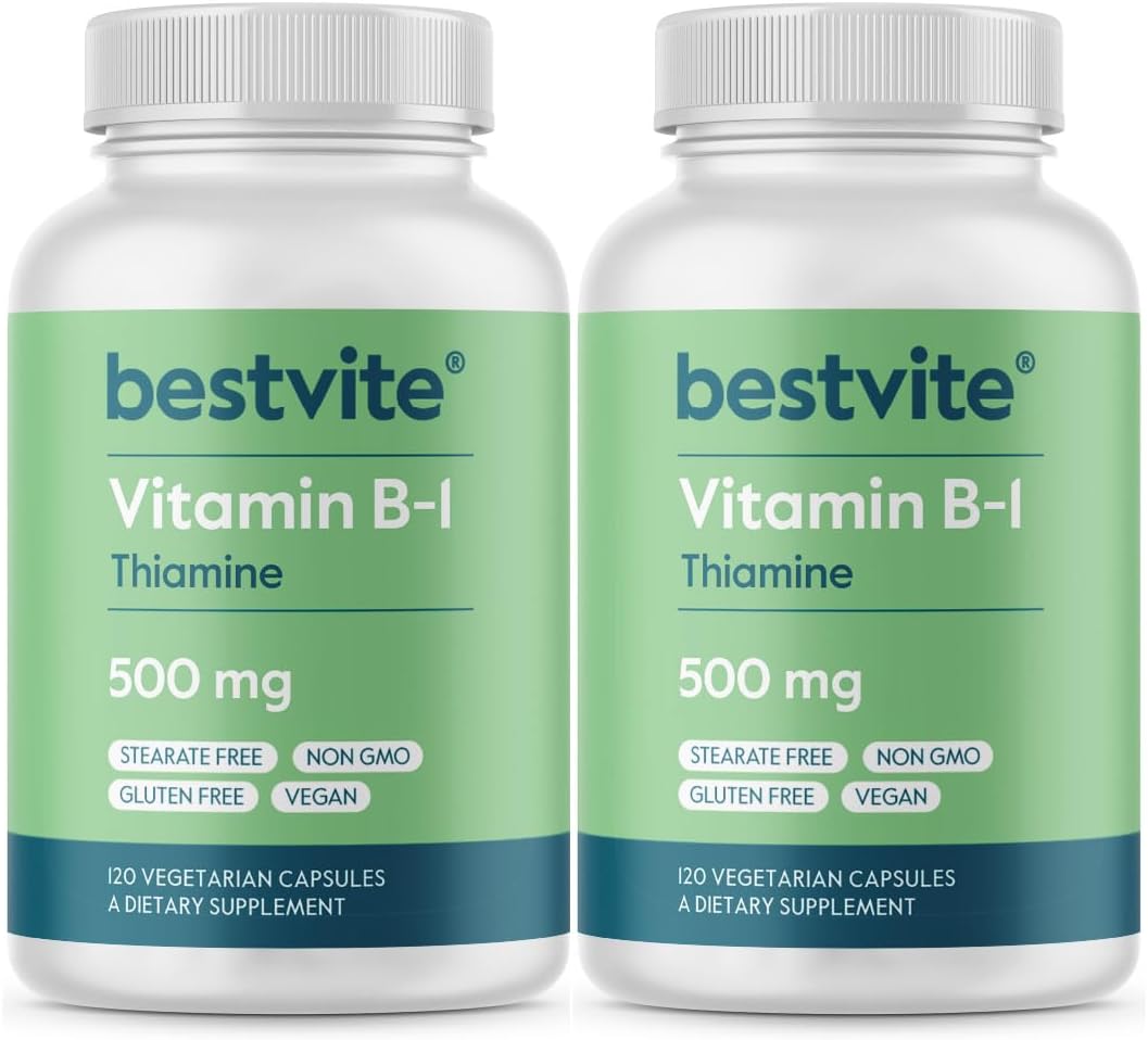BESTVITE Vitamin B1 (Thiamine) 500mg, 120 Vegan Capsules - görsel 8