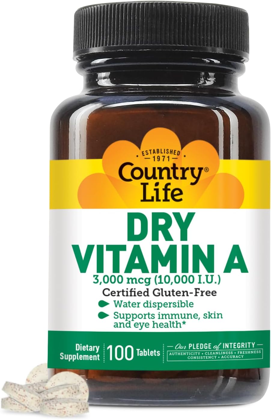 Country Life Vitamin A 10,000 IU - 100 Tablets - görsel 1
