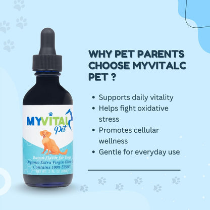 MyVitalC ESS60 Organic Extra Virgin Olive Oil with Bacon Flavour for Dogs (60 ml)