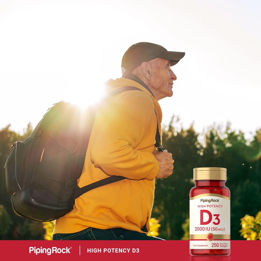 Piping Rock Vitamin D3 2000 IU | 250 Softgels | High Potency | Cholecalciferol Supplement | Non-GMO, Gluten-free - görsel 6