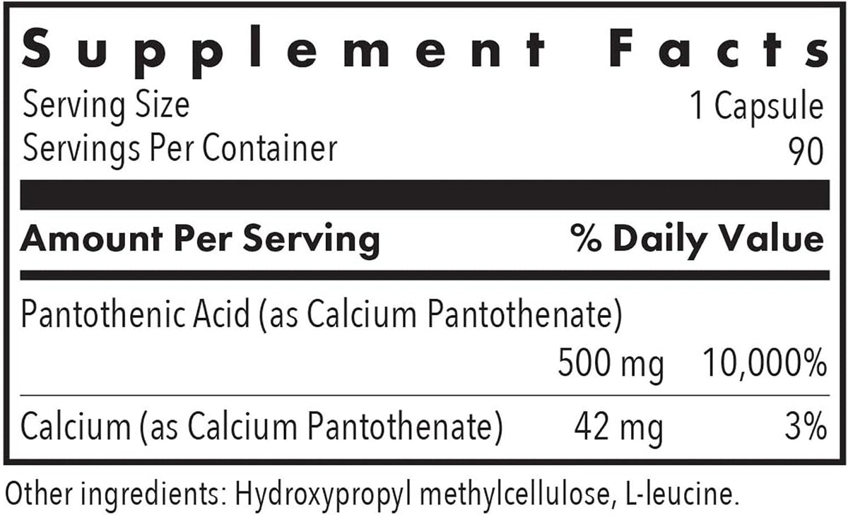 ARG Pantothenic Acid - 500 mg Vitamin B5 - Hypoallergenic - Vegetarian Capsules - görsel 3