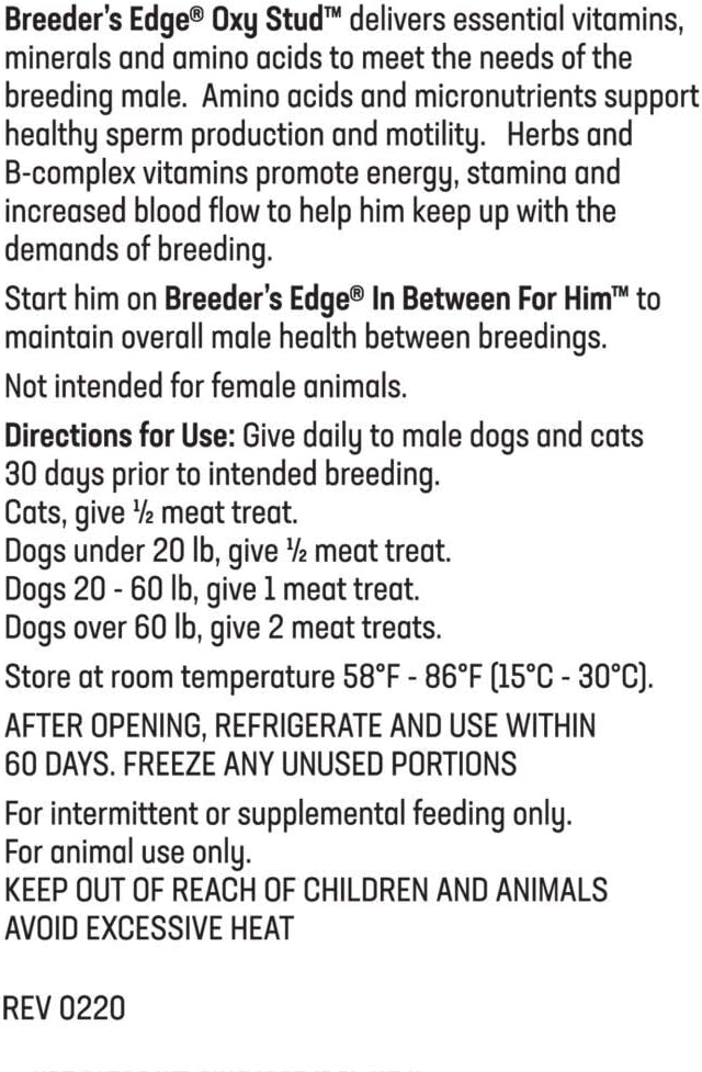 Breeder's Edge Oxy Stud Meat Chews for Male Dogs and Cats – with Essential Vitamins, Minerals, and Natural Herbs for Reproductive Health, 30 chews - görsel 8