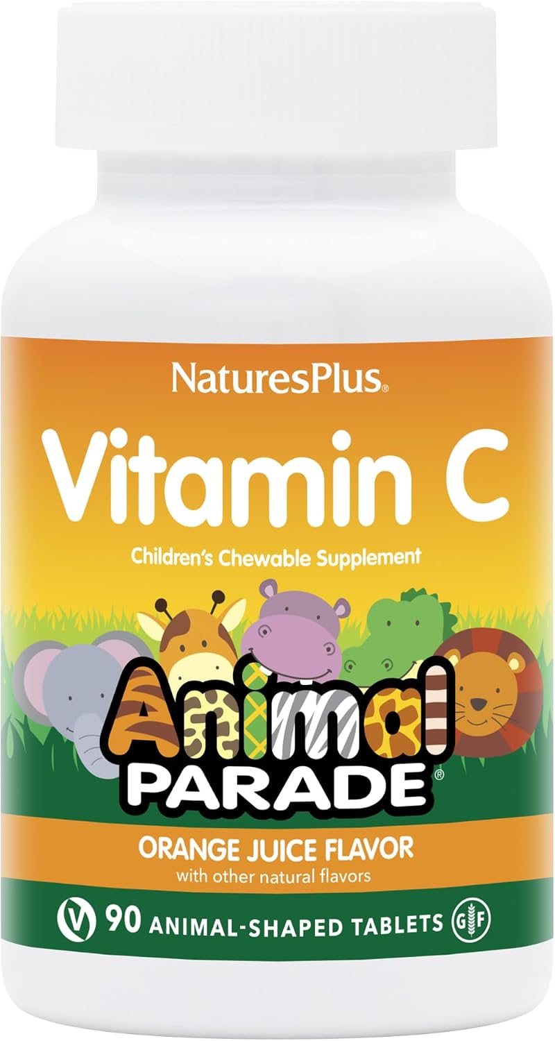 NaturesPlus Animal Parade Vitamin C Children's Chewable - Natural Orange Juice Flavour - 90 Tablets (Pack of 4) - görsel 1