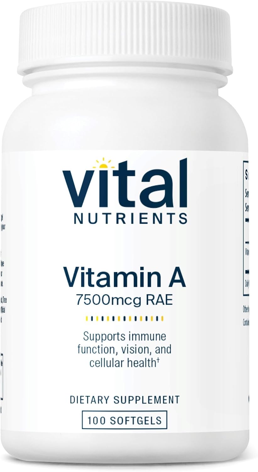 Vital Nutrients Vitamin A 7500mcg RAE – Food Supplement for Normal Vision, Immune Function, Skin Maintenance and Cell Division – 100 Capsules - görsel 1
