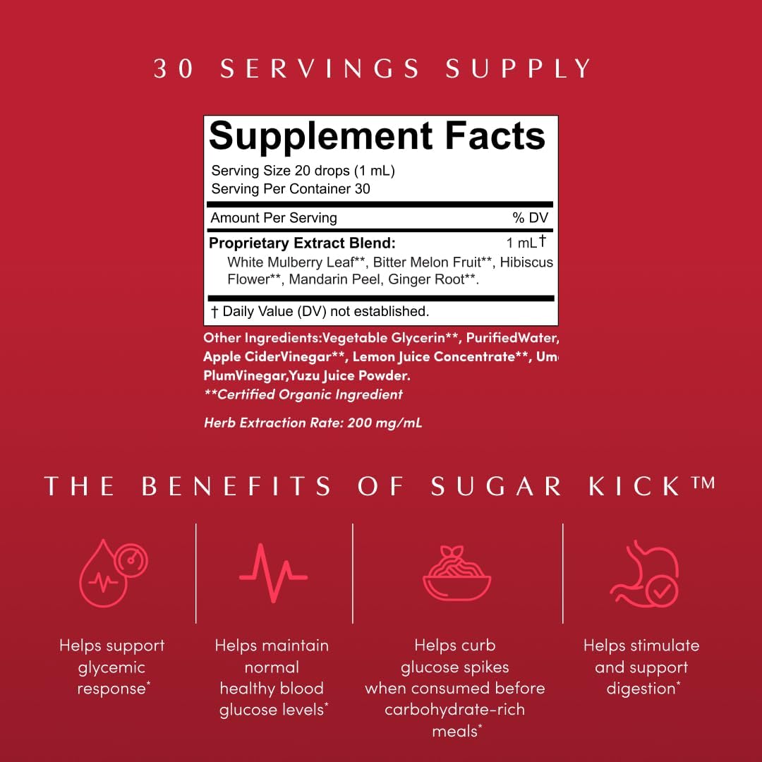 Apothékary Sugar Kick Herbal Liquid Drops – Curb Cravings & Support Normal Blood Sugar, 30 ml (30 Servings) - görsel 2