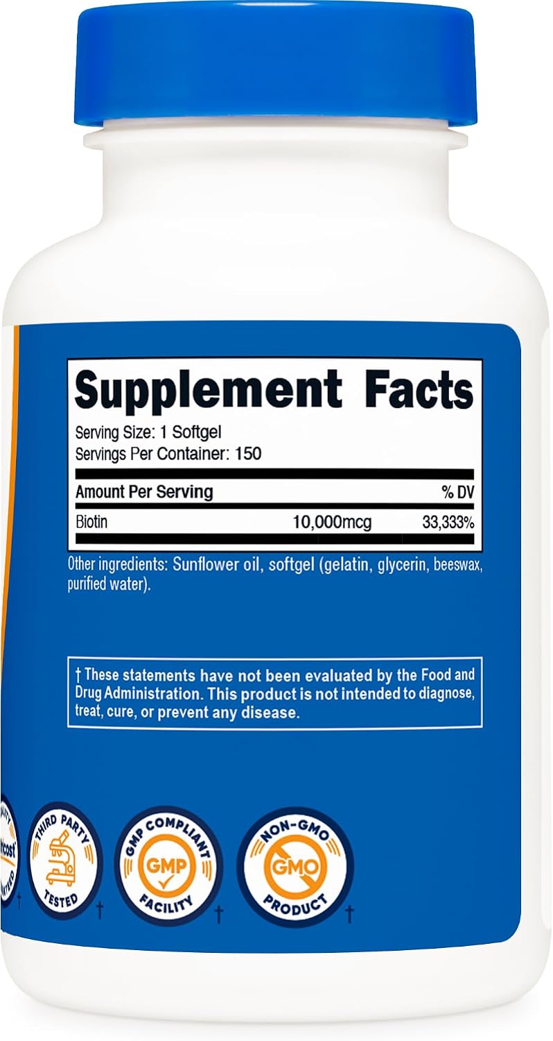 Nutricost Biotin 10,000mcg – 150 Softgels - görsel 5
