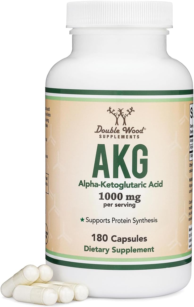 Double Wood AKG Supplement - Alpha Ketoglutaric Acid 1000 mg, 180 Capsules - görsel 1