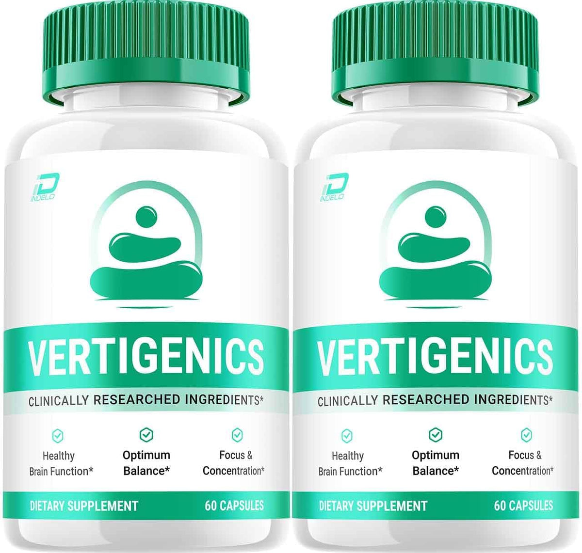 Vertigenics Brain Supplement Capsules – Maximum Strength All-Natural Formula (2 Pack, 120 Capsules) - görsel 1
