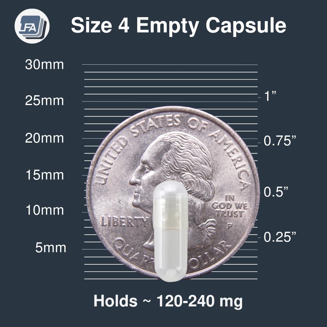 Empty Capsules Size 4 - Clear Gelatine - 500 Count - Fits Capsule Filling Tray - Joined Beef Gelatine Capsules Easy Snap for DIY Powder Supplement Capsules - Halal Certified - görsel 3