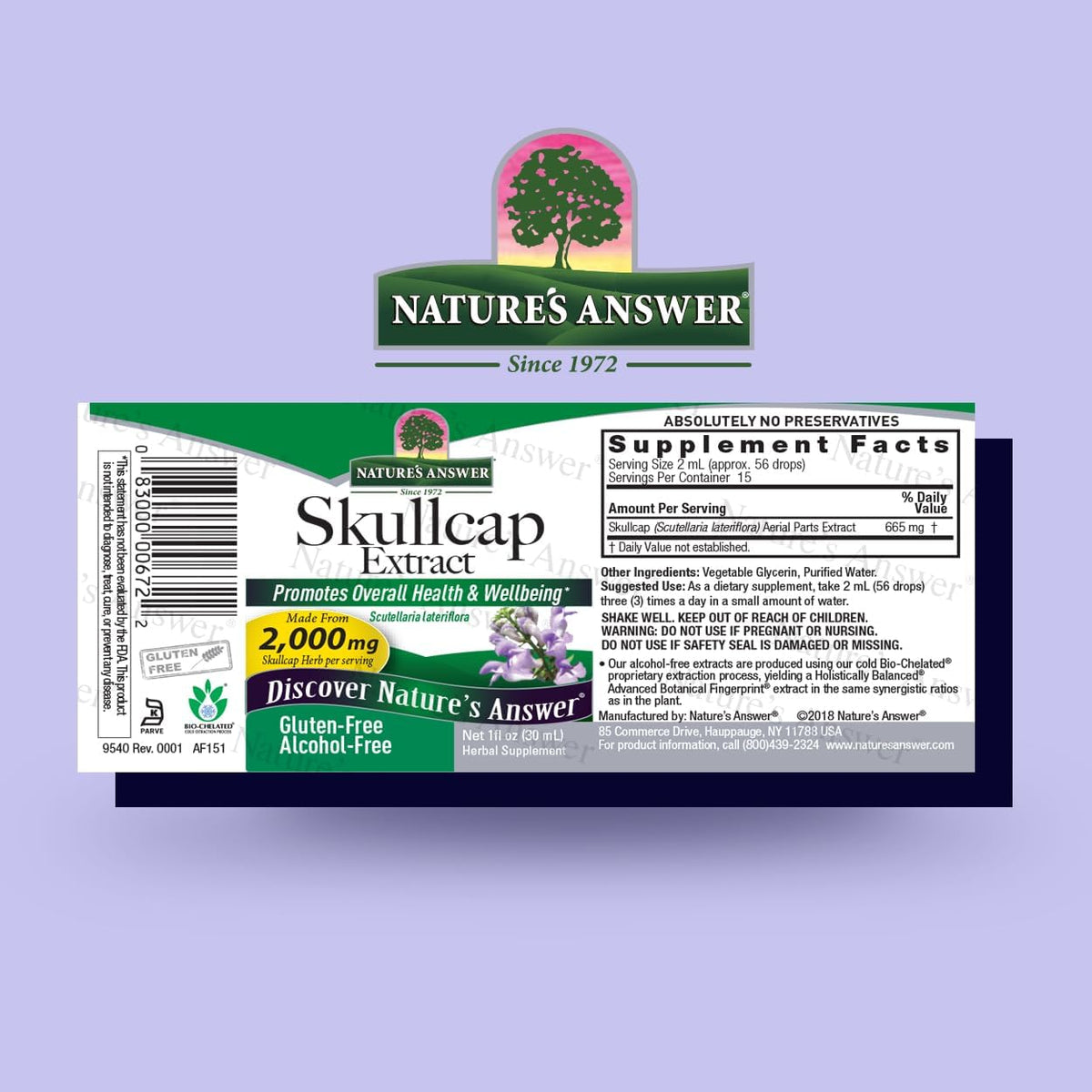 Nature's Answer Alcohol-Free Skullcap Herb Supplement, 30 ml - görsel 2