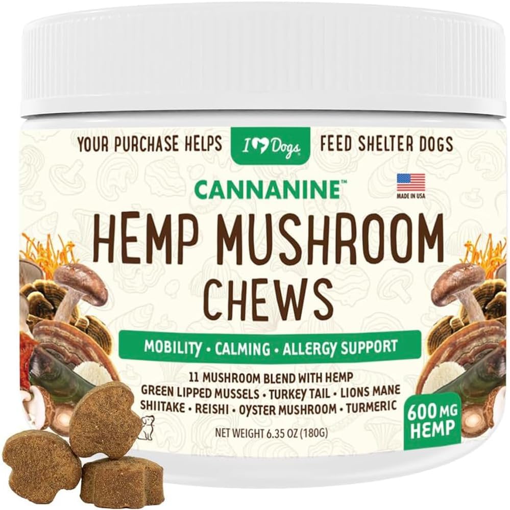 iHeartDogs Hemp Mushroom Chews - Mobility, Calming, Allergy, Lumps, Bumps, Lipomas & Immune Support - 60 Count (600mg Hemp) - görsel 1
