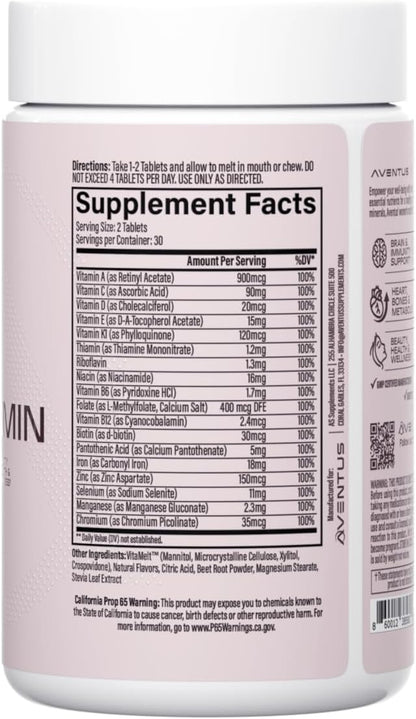Aventus Women's Multivitamin with Iron - Cherry Flavoured Melt Tablets, 60 Tablets