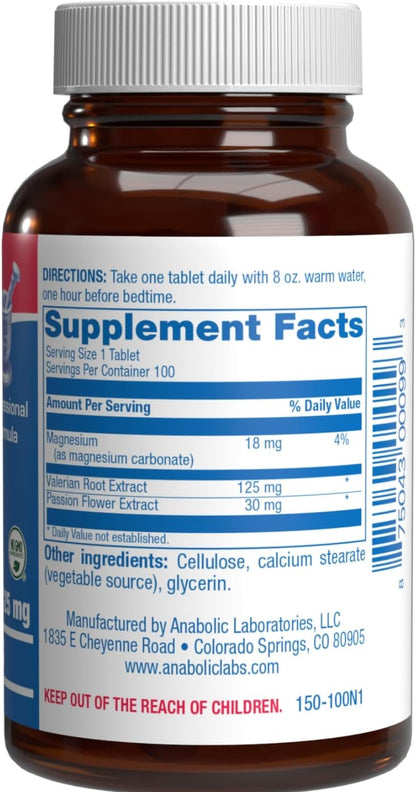 Valerian Root for Sleep and Relaxation – Gentle Magnesium Supplement with Passion Flower – Vegan and non-GMO – 100 Servings