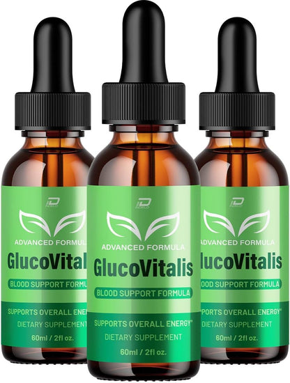 Gluco Vitalis Healthy Formula – Extra Strength Liquid Drops (3 Pack, 3 Month Supply)