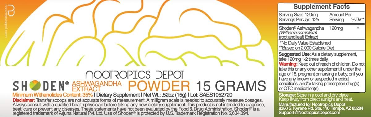 Nootropics Depot Shoden Ashwagandha Extract Powder - 15 Grammes (35% Withanolides) - görsel 2