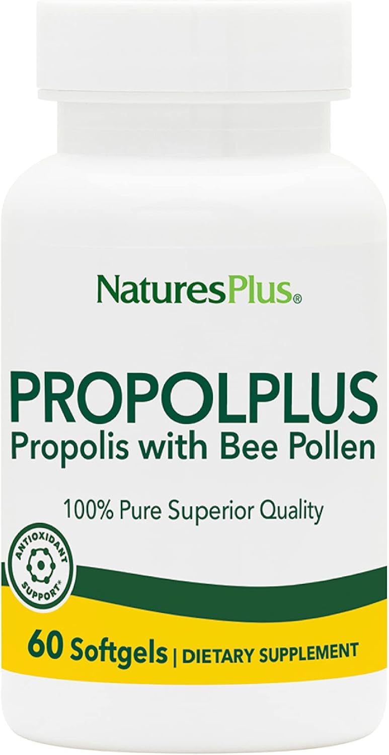 NaturesPlus Propolplus – Bee Propolis and Pollen Supplement – 60 Soft Capsules - görsel 1