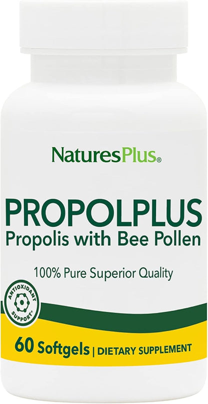 NaturesPlus Propolplus – Bee Propolis and Pollen Supplement – 60 Soft Capsules