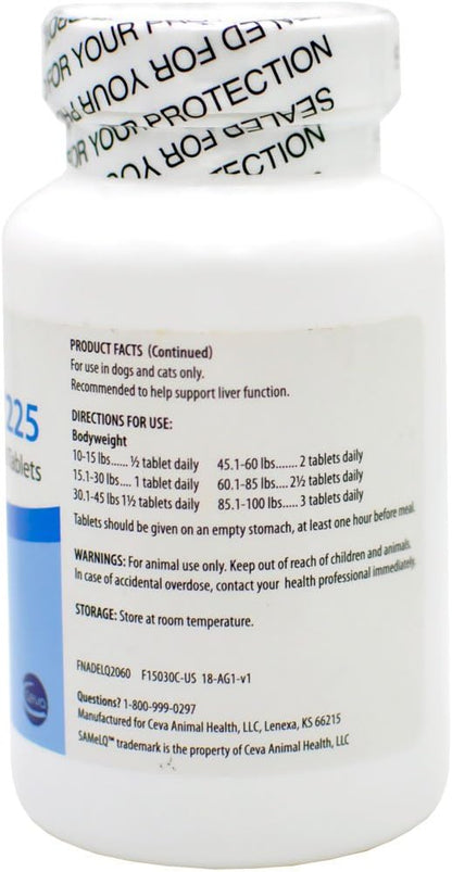 SAMeLQ (S-Adenosyl) Chewable Tablets for Dogs and Cats, 225 mg, 30 Count