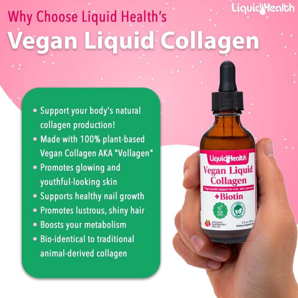 LIQUIDHEALTH Vegan Beauty Sleep Vitamin Supplement Bundle with Liquid Collagen, Biotin, Calcium Magnesium & Melatonin Drops - görsel 3