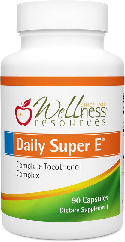 Wellness Resources Daily Super E Tocotrienol Complex - Full Spectrum Vitamin E with Delta, Gamma & Alpha Tocotrienols for Antioxidant Protection, Soya-Free, Natural Source (180 Capsules)