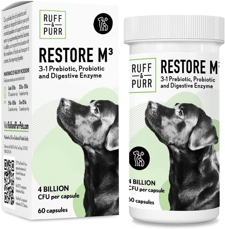 Ruff & Purr Probiotics for Dogs – 3-in-1 Probiotics, Prebiotics and Digestive Enzymes with Clinically Studied DE111 & PreforPro - görsel 1