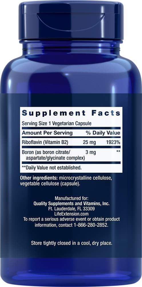 Life Extension Boron 3mg 180 Veg Caps - Triple Boron Complex with Boron Citrate, Glycinate, Aspartate - 3 mg Capsules - Enhanced with Vitamin B2 - görsel 2