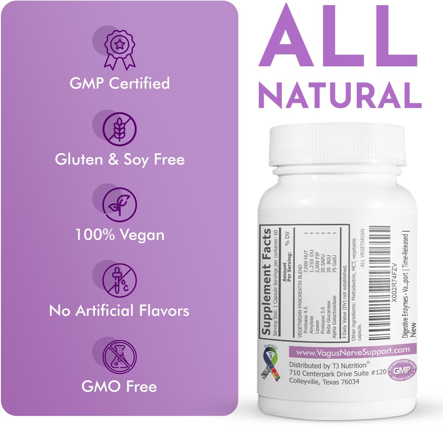 Digestive Enzymes for Sensitive Stomachs - Supports Vagus Nerve, Vegetarian Pancreatic Support, Timed Release Formula for Optimal Gut Health, Enhances Food Digestion & Gut Flora - görsel 4