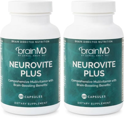 BRAINMD Dr. Amen NeuroVite Plus - Multivitamin & Mineral Food Supplement (2-Pack, 120 Capsules)
