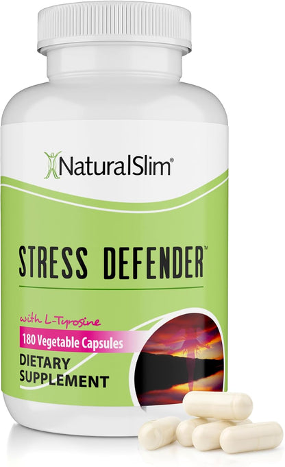NaturalSlim Stress Defender – Cortisol Reducer & Stress Support with Vitamin B5 & L-Tyrosine (180 Vegetable Capsules)