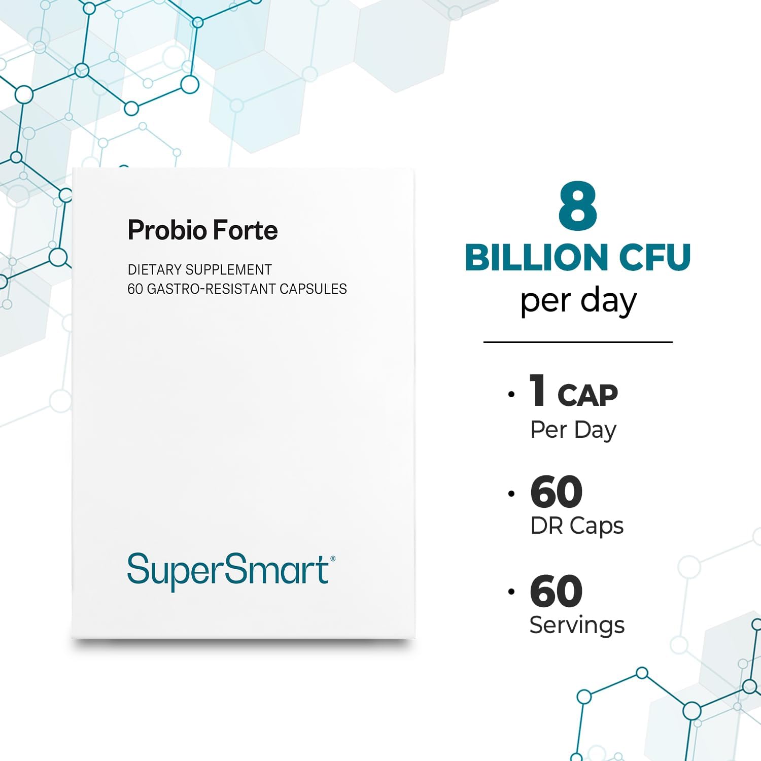 Supersmart Probio Forte - Daily Probiotic Supplement with 8 Billion CFU, 5 Strains, Delayed Release Capsules, Non-GM & Gluten-free, Vegan - 60 Capsules - görsel 5