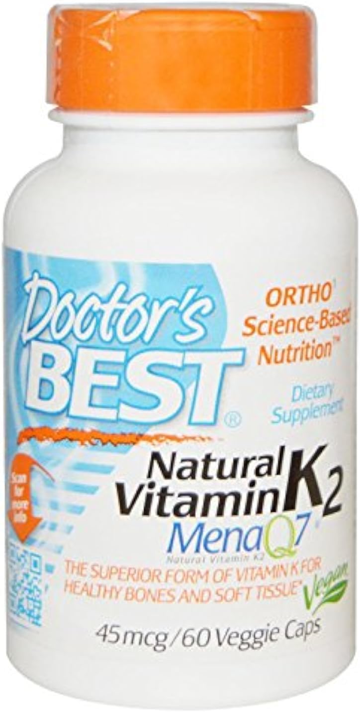 Doctor's Best Natural Vitamin K2 MK-7 with MenaQ7, 45 mcg, 60 Veg Caps - görsel 1