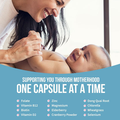 GOBIOTIX Postpartum Vitamins for Breastfeeding Mum - Postnatal Lactation Supplement with Organic Herbs, Minerals and Nutrients, Non GMO, Vegan, 60 Capsules