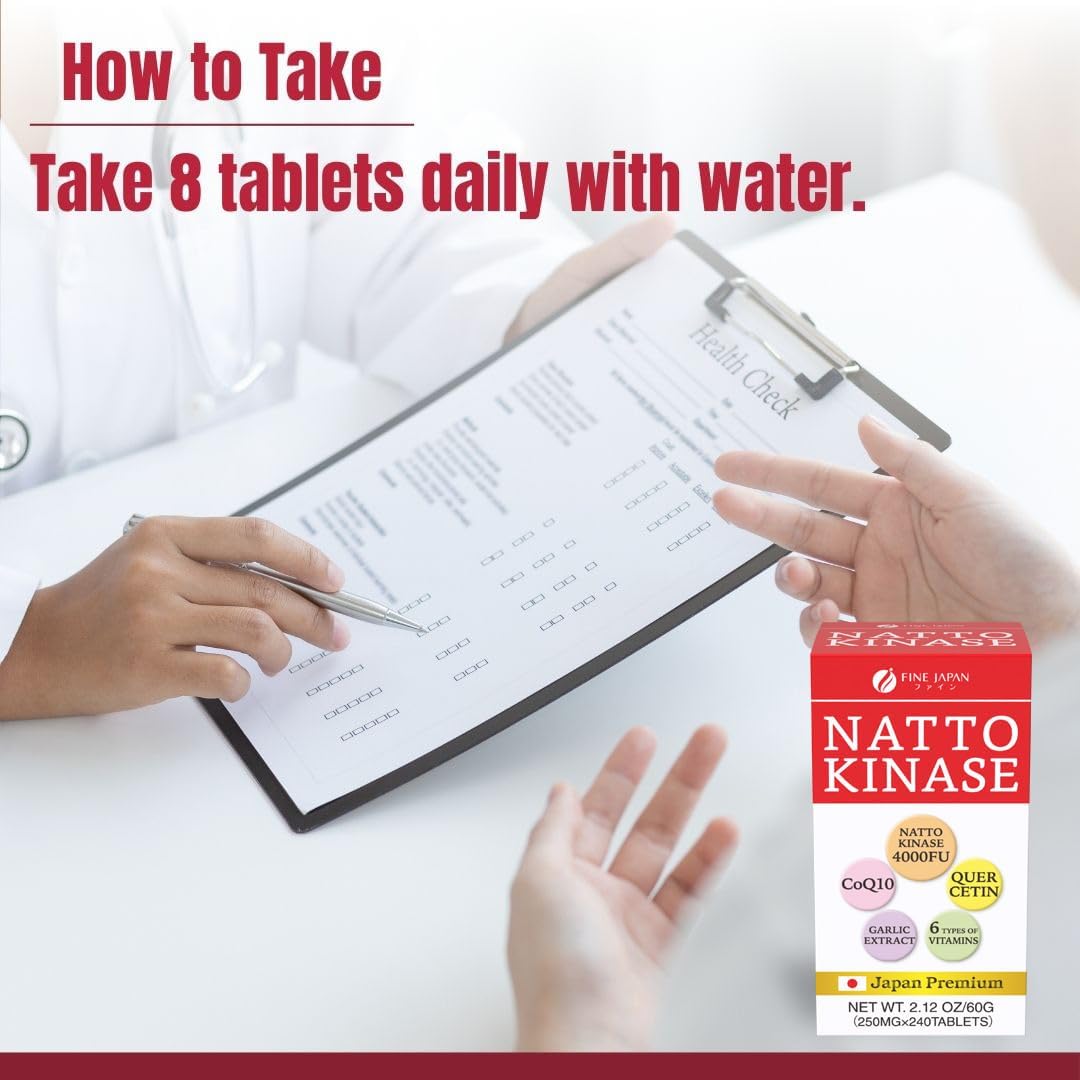 Nattokinase 4000FU - Derived from Japanese Natto 180g (250mg x 240 Tablets) Made in Japan - görsel 5
