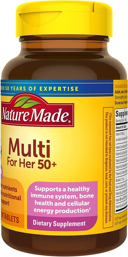 Nature Made Multi for Her 50+ Vitamin and Mineral Tablets, 360 Tablets (4 Bottles of 90)