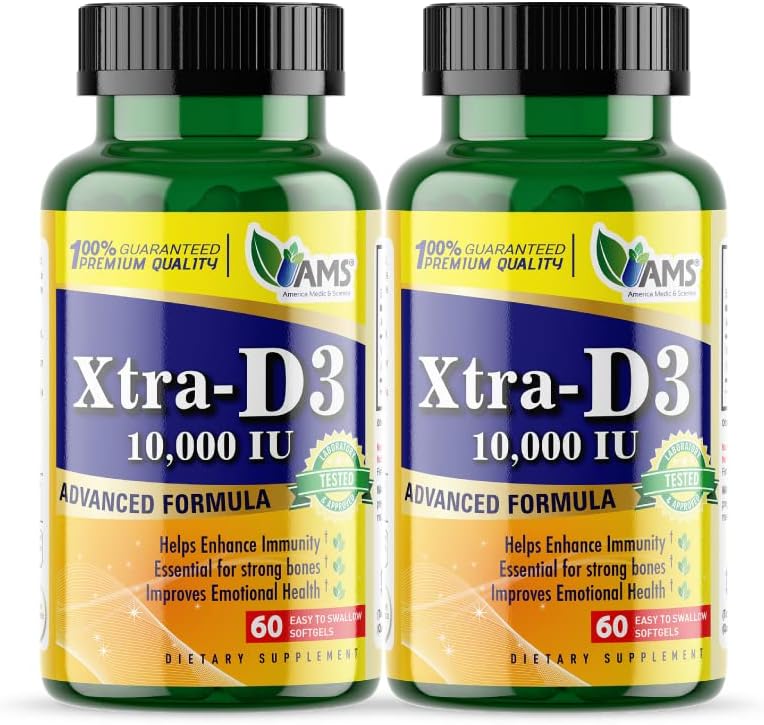 Xtra D3 Vitamin D3 10,000 IU (250 mcg) Supplement, 60 Softgels - görsel 7