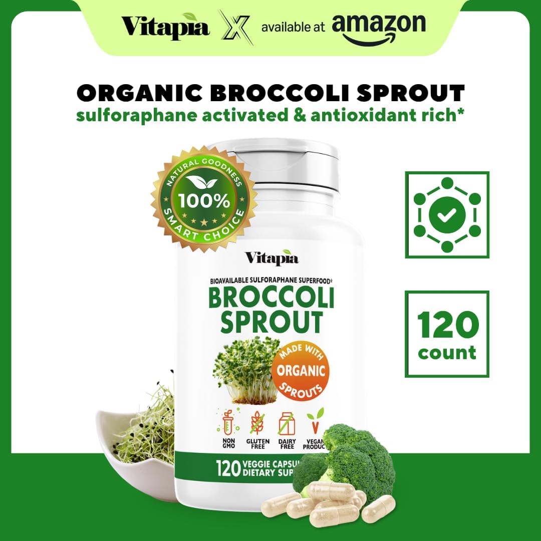 Vitapia Organic Broccoli Sprout & Broccoli Extract Supplement - 120 Vegetable Capsules - görsel 2