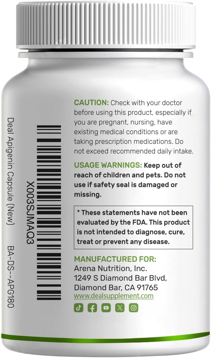 Apigenin 100mg Capsules – Chamomile Extract – Sleep & Relaxation Support – Non-GMO - görsel 2