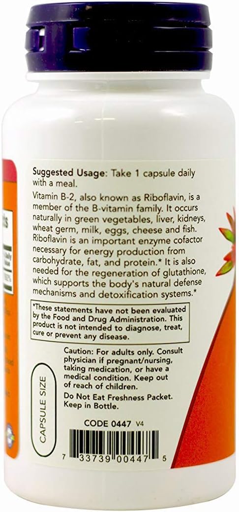 NOW Foods Vitamin B-2 100 mg Capsules, 2 Pack - görsel 2