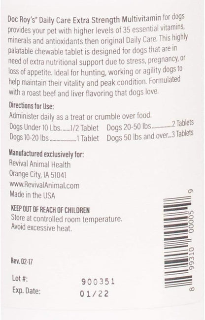 Doc Roy's Daily Care Extra Canine Multivitamin Supplement for Dogs (180 Tablets)