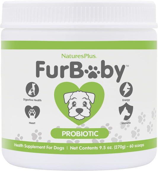 NaturesPlus FurBaby Probiotic for Dogs - 269 g - Supports Digestive, Heart, Liver & Immune Health - 60 Servings