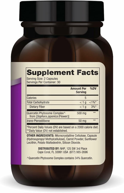 Dr. Mercola Quercetin & Pterostilbene Advanced - 500 mg Quercetin Phytosome - High Bioavailability - Non-GMO, Gluten-Free & Soya-Free - 60 Capsules