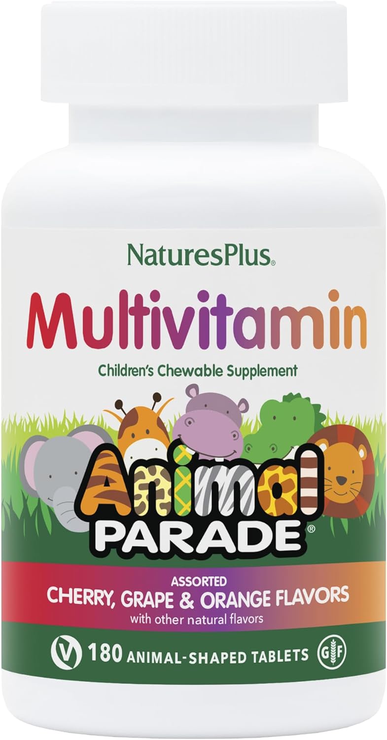 NaturesPlus Animal Parade Children's Chewable Multivitamin - 180 Animal-Shaped Tablets - Natural Assorted Flavours - görsel 9